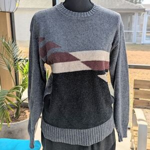 Vintage Classic Gray Geometric Knit Sweater